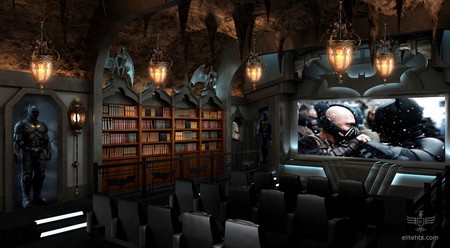 Màn hình rộng 180-inch trong căn phòng được thiết kế theo cảm hứng từ Batman
