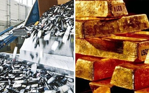 Vàng và nhiều kim loại khác trong thành phần điện thoại bị vứt đi mà không được tái sử dụng.